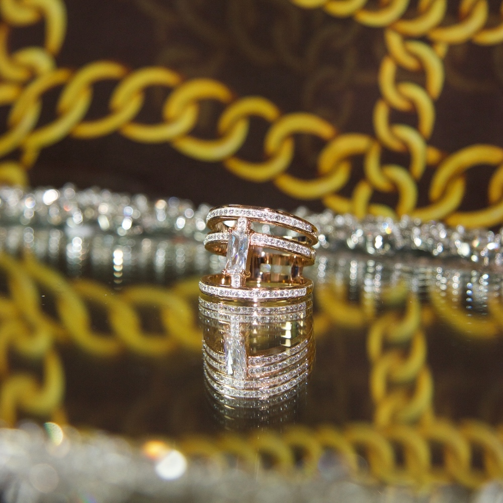 14kt Gold Dipped Swarovski Statement Ring - image 3